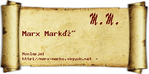 Marx Markó névjegykártya